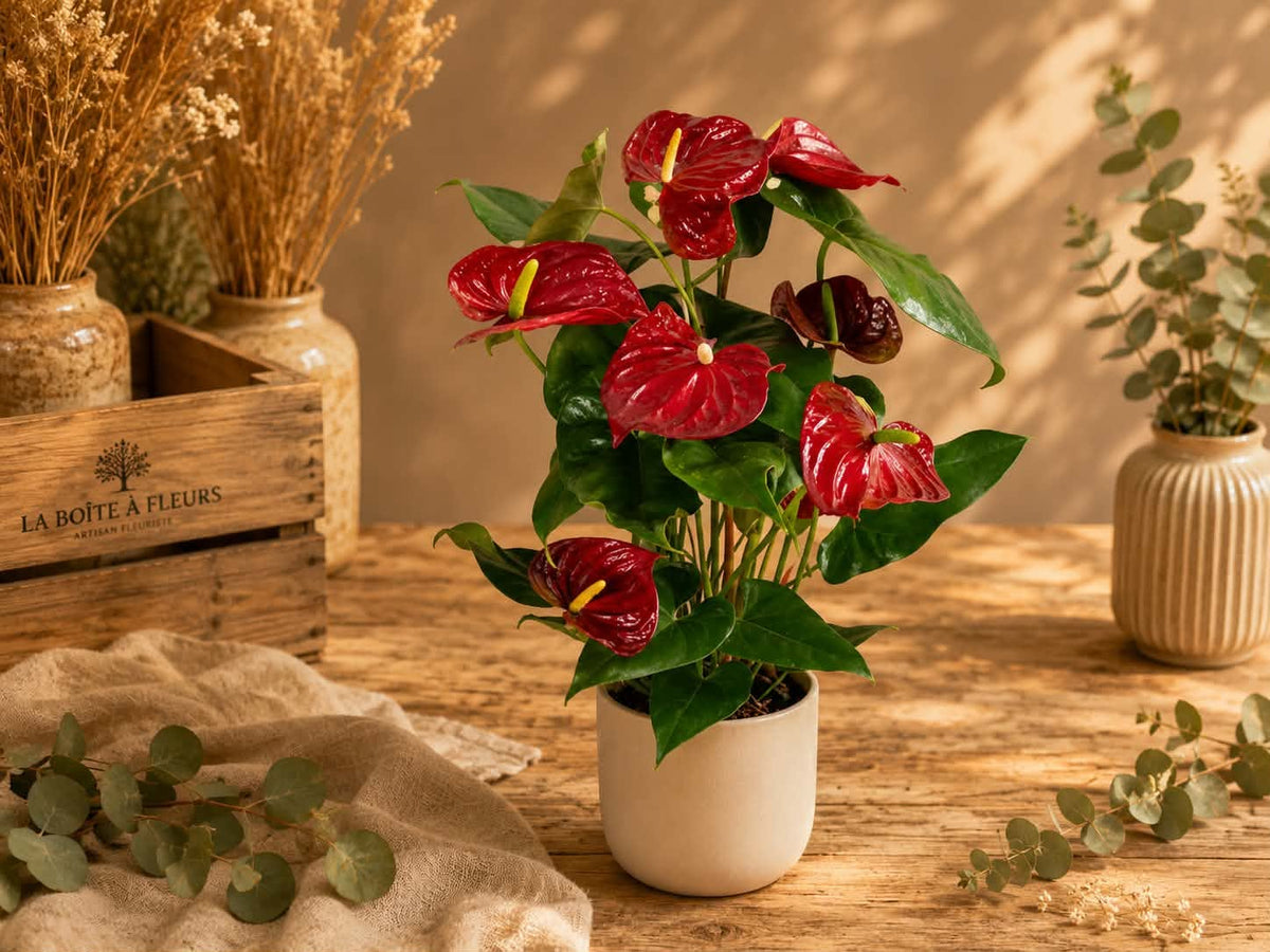 Anthurium Rouge et son cache-pot