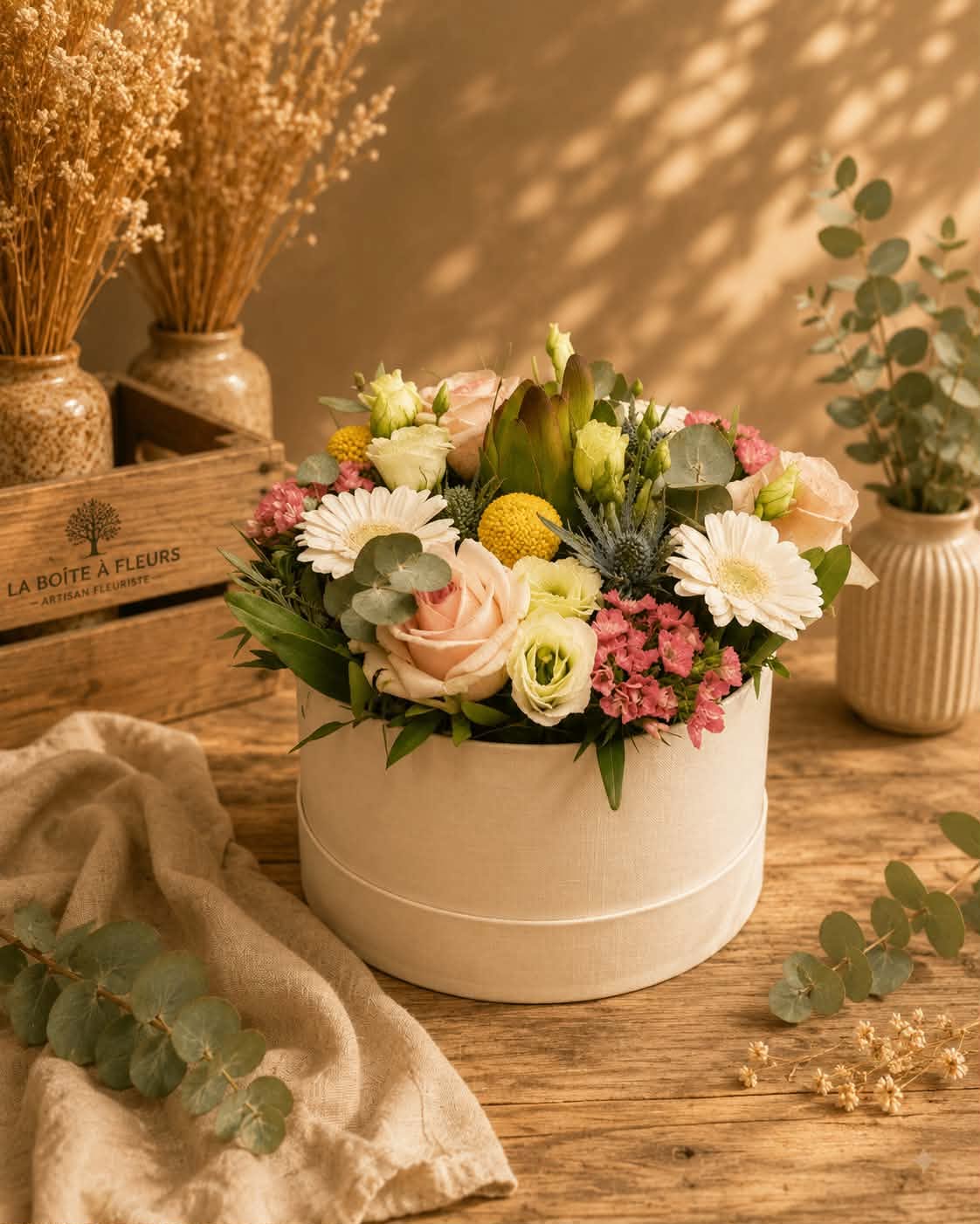 La boîte à fleurs ronde