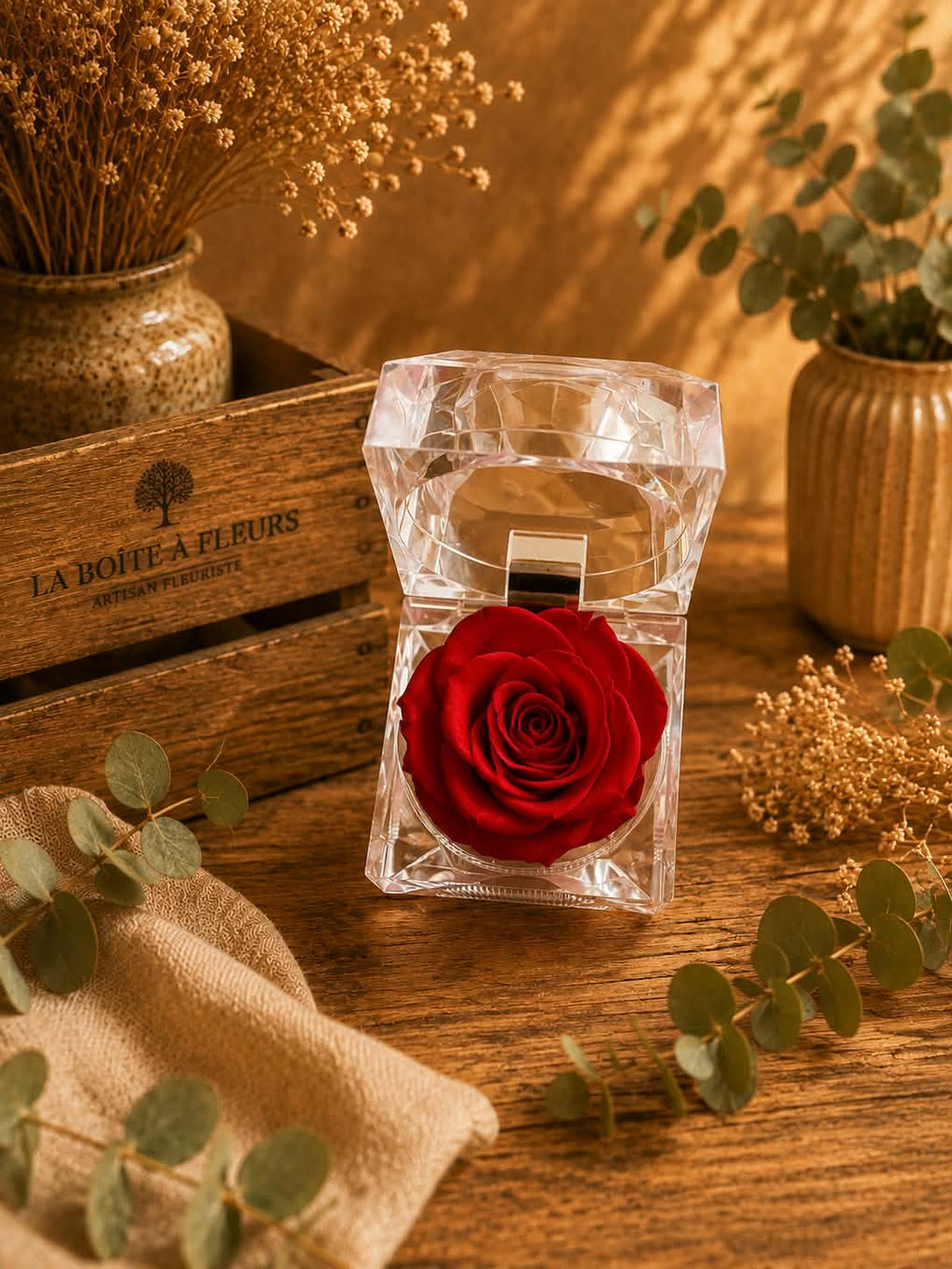 Écrin de Rose Éternelle - Couleur au Choix (Rose, Bleu ou Rouge)