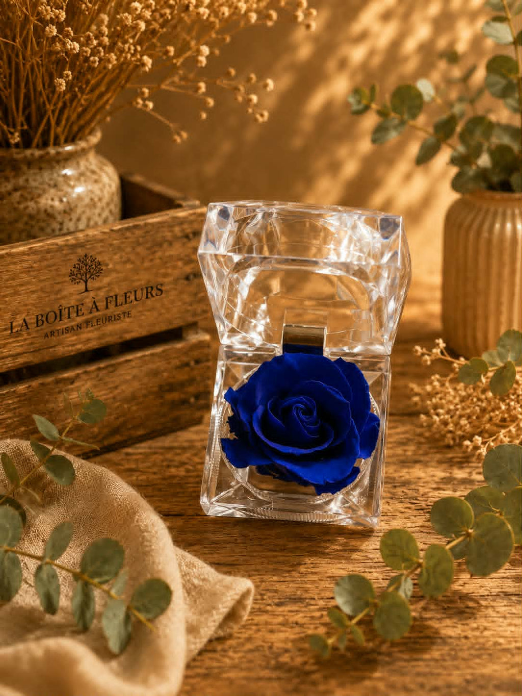 Écrin de Rose Éternelle - Couleur au Choix (Rose, Bleu ou Rouge)