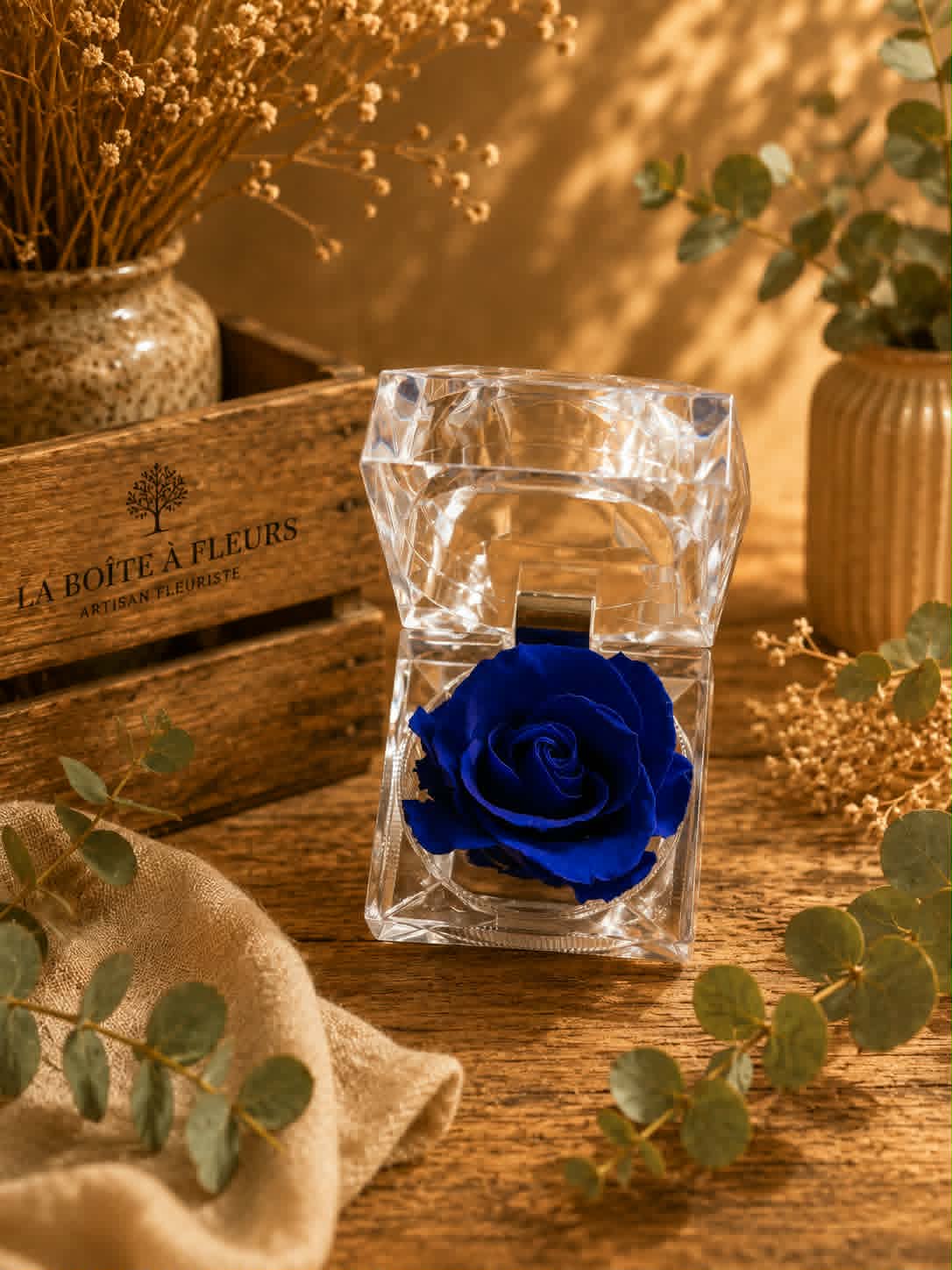 Écrin de Rose Éternelle - Couleur au Choix (Rose, Bleu ou Rouge)