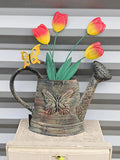 Décoration Murale Arrosoir "Tulipes et Papillon" — Hauteur 45 cm